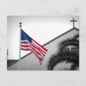 Amerikaanse vlag en Crucifix Briefkaart (Voorkant)