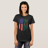 Amerikaanse vlag en Dominica-vlagpatriottisch T-shirt (Voorkant volledig)