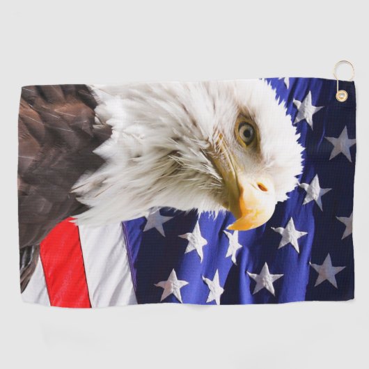Amerikaanse vlag en Eagle Golfhanddoek (Horizontaal)
