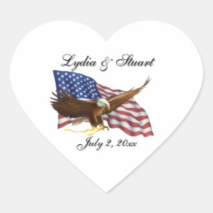 Amerikaanse vlag en Eagle Hart Sticker