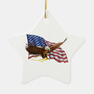 Amerikaanse Vlag en Eagle Keramisch Ornament