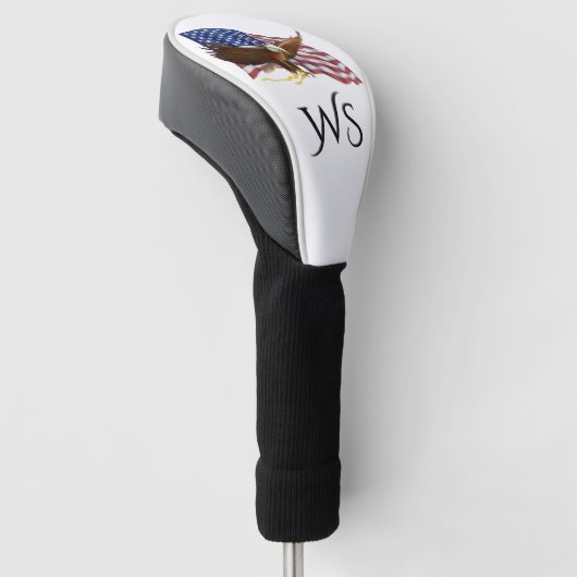 Amerikaanse vlag en Eagle Monogrammed Golfheadcover (Schuin)