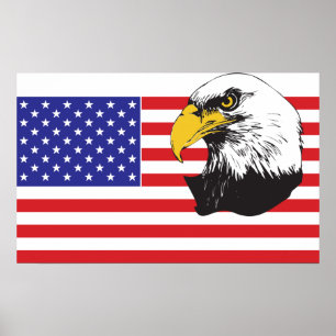 Amerikaanse vlag en Eagle Poster