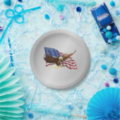 Amerikaanse vlag en Eagle Silver Papieren Bordje (Feest)