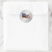 Amerikaanse vlag en Eagle Silver Ronde Sticker (Tas)