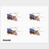 Amerikaanse vlag en Eagle Wedding Ovale Sticker (Vel)