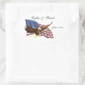 Amerikaanse vlag en Eagle Wedding Ovale Sticker (Tas)