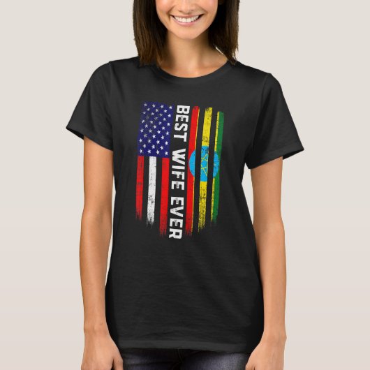 Amerikaanse vlag en Ethiopië vlag beste vrouw ooit T-shirt (Voorkant)