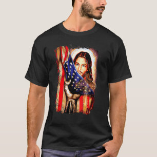 Amerikaanse vlag en Jezus Faith Christelijk op 4 j T-shirt