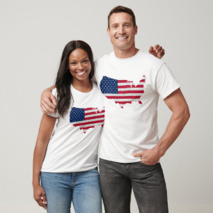 Amerikaanse vlag en kaart t-shirt