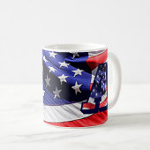 Amerikaanse vlag en letter "A" op beide Mokken (Voorkant rechts)