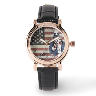 Amerikaanse vlag en oom Sam Horloge