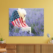 Amerikaanse vlag en Pet op voorzitter Canvas Afdruk (Insitu (Woonkamer))