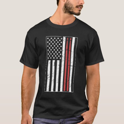 Amerikaanse vlag- en trommelteken | Ontwerp voor d T-shirt (Voorkant)