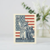  Amerikaanse vlag en Vrijheidsbeeld Briefkaart (Staand voorkant)