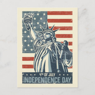  Amerikaanse vlag en Vrijheidsbeeld Briefkaart