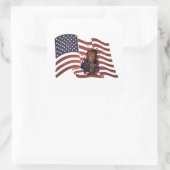 Amerikaanse vlag en Vrijheidsbeeld Vierkante Sticker (Tas)