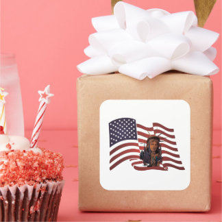 Amerikaanse vlag en Vrijheidsbeeld Vierkante Sticker