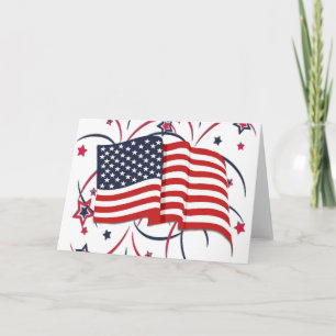 Amerikaanse vlag en vuurwerk, binnenkant leeg kaart