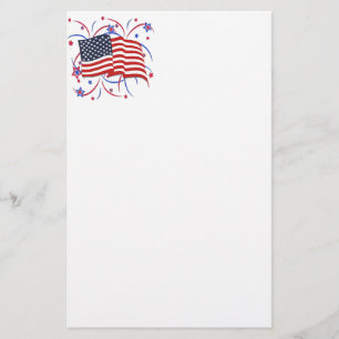Amerikaanse vlag en vuurwerk briefpapier