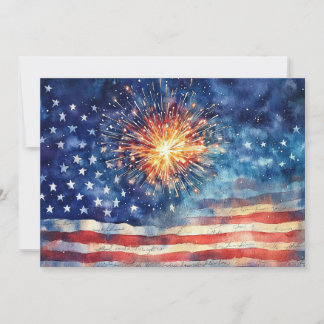 Amerikaanse vlag en vuurwerk en Amerikaanse beloft Feestdagenkaart