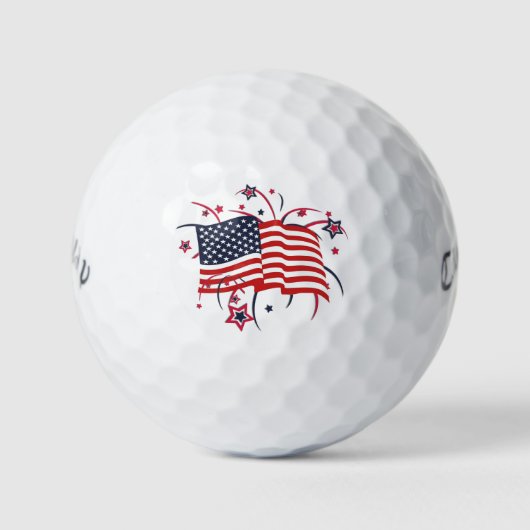 Amerikaanse vlag en vuurwerk golfballen (Voorkant)