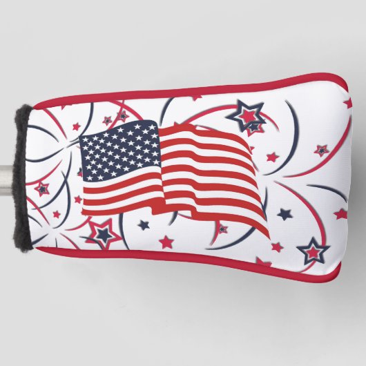 Amerikaanse vlag en vuurwerk golfheadcover (Voorkant)