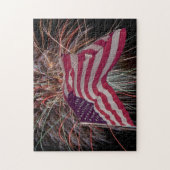 Amerikaanse vlag en vuurwerk legpuzzel (Verticaal)