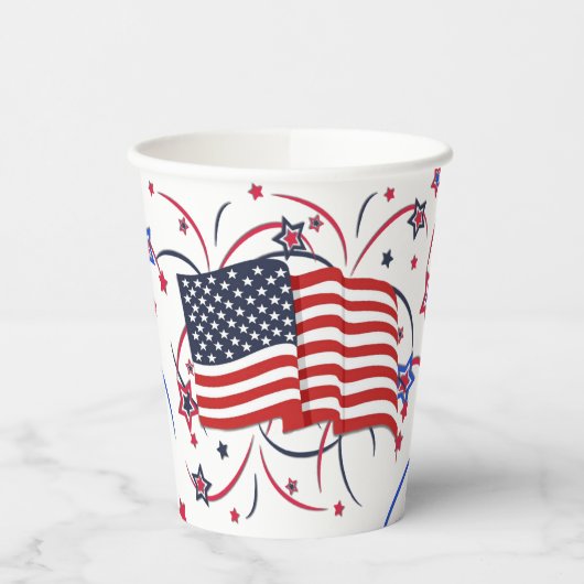 Amerikaanse vlag en vuurwerk papieren bekers (Links)