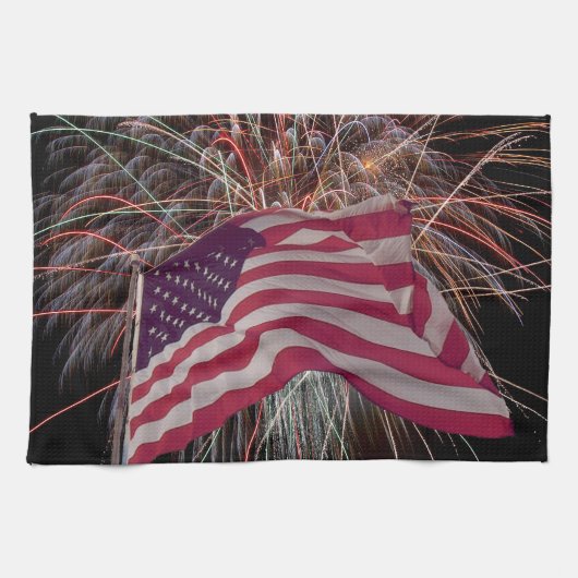 Amerikaanse vlag en vuurwerk theedoek (Horizontaal)