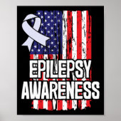 Amerikaanse vlag Epilepsy Awareness Ribbon Poster (Voorkant)