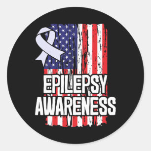 Amerikaanse vlag Epilepsy Awareness Ribbon Ronde Sticker