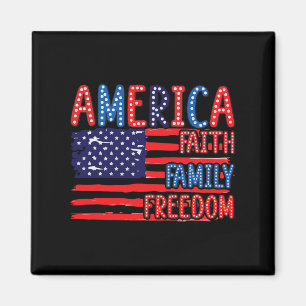 Amerikaanse vlag Faith Family Freedom 4 juli IND Magneet