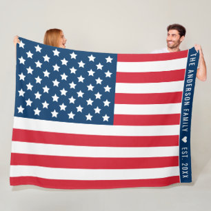 Amerikaanse Vlag Familienaam Opgericht Jaar Fleece Deken
