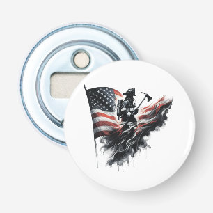 Amerikaanse vlag. Firefighter Button Flesopener