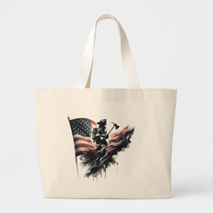 Amerikaanse vlag. Firefighter Grote Tote Bag