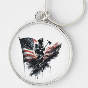 Amerikaanse vlag. Firefighter Sleutelhanger