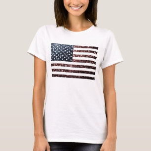 Amerikaanse vlag fonkelt glitters Amerika bling T-shirt