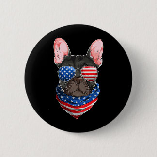 Amerikaanse Vlag Franse Bulldog T-shirts Frenchie Ronde Button 5,7 Cm