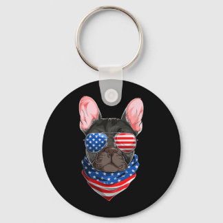 Amerikaanse Vlag Franse Bulldog T-shirts Frenchie Sleutelhanger
