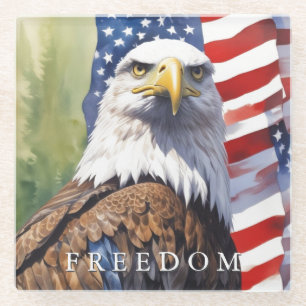 Amerikaanse vlag Freedom Eagle Motivatie Inspirere Glazen Onderzetter