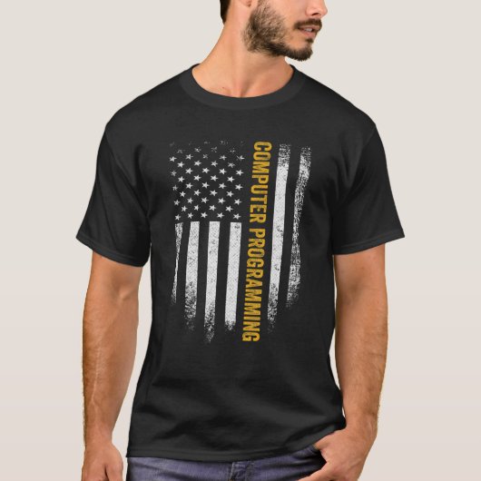  Amerikaanse vlag Funny Computer Coder P T-shirt (Voorkant)
