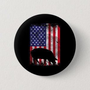 Amerikaanse Vlag G Vintage Boerderij Dier Patriott Ronde Button 5,7 Cm
