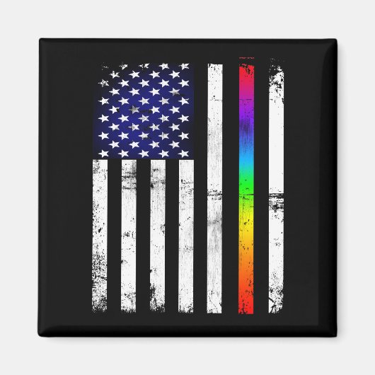 Amerikaanse vlag Gay Pride Thin Rainbow Magneet (Voorkant)