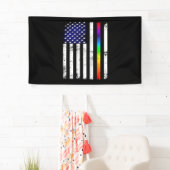 Amerikaanse vlag Gay Pride Thin Rainbow Spandoek (Insitu)