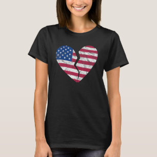 Amerikaanse vlag Gebroken Hart Shape Heartbreak T-shirt