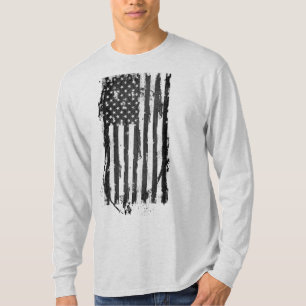 Amerikaanse Vlag Gedecoreerde Zwarte T-Shirt