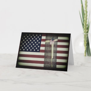 Amerikaanse vlag/geel lint militair Wenskaart Kaart