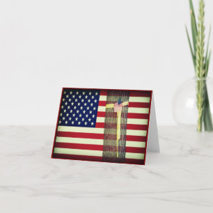 Amerikaanse Vlag/Geel Lint Militaire Notitiekaart