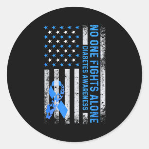 Amerikaanse Vlag Geen Eenzame Strijd Tegen Diabete Ronde Sticker